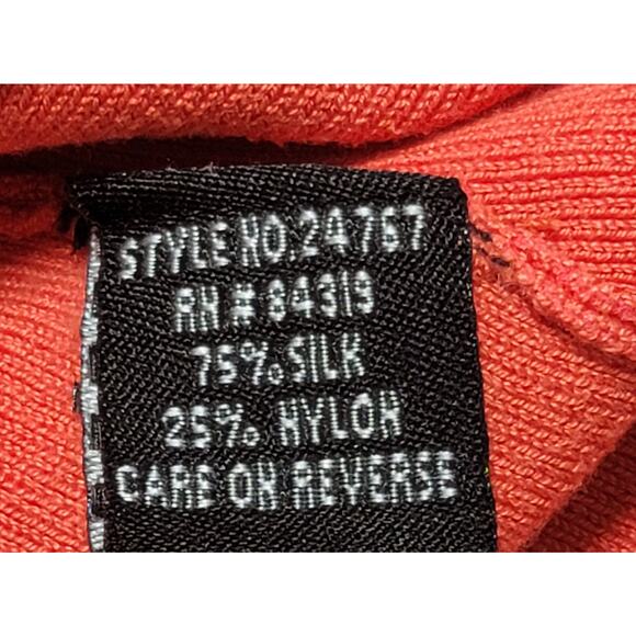 Cyrus Orange Braided Sleeves V Neck Ribbed Sweater Top Large Lightweight Soft - Picture 4 of 7